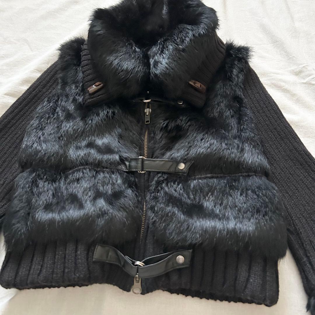 ニットジャケット ファー ショート y2k y2k 平成ギャル 短丈 グランジ