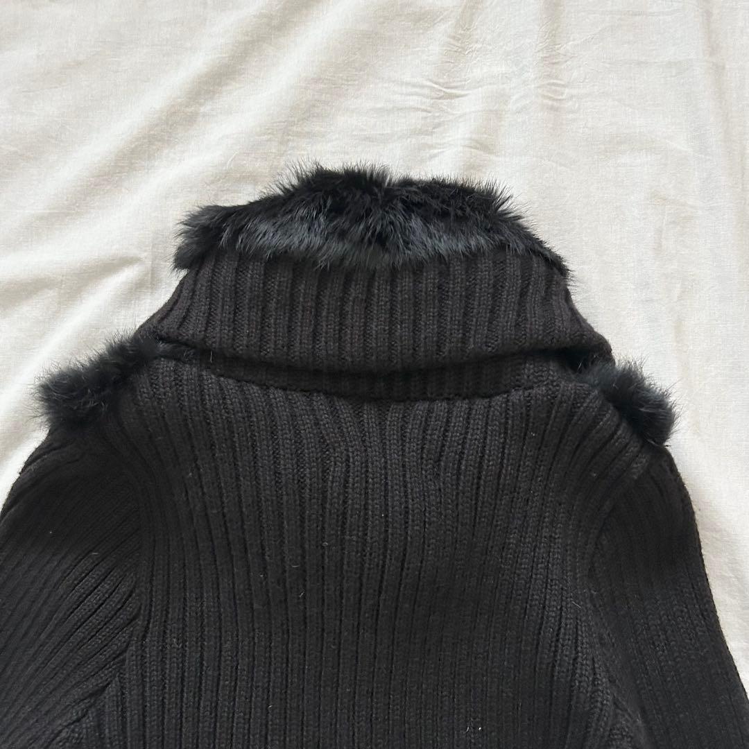 ニットジャケット ファー ショート y2k y2k 平成ギャル 短丈 グランジ