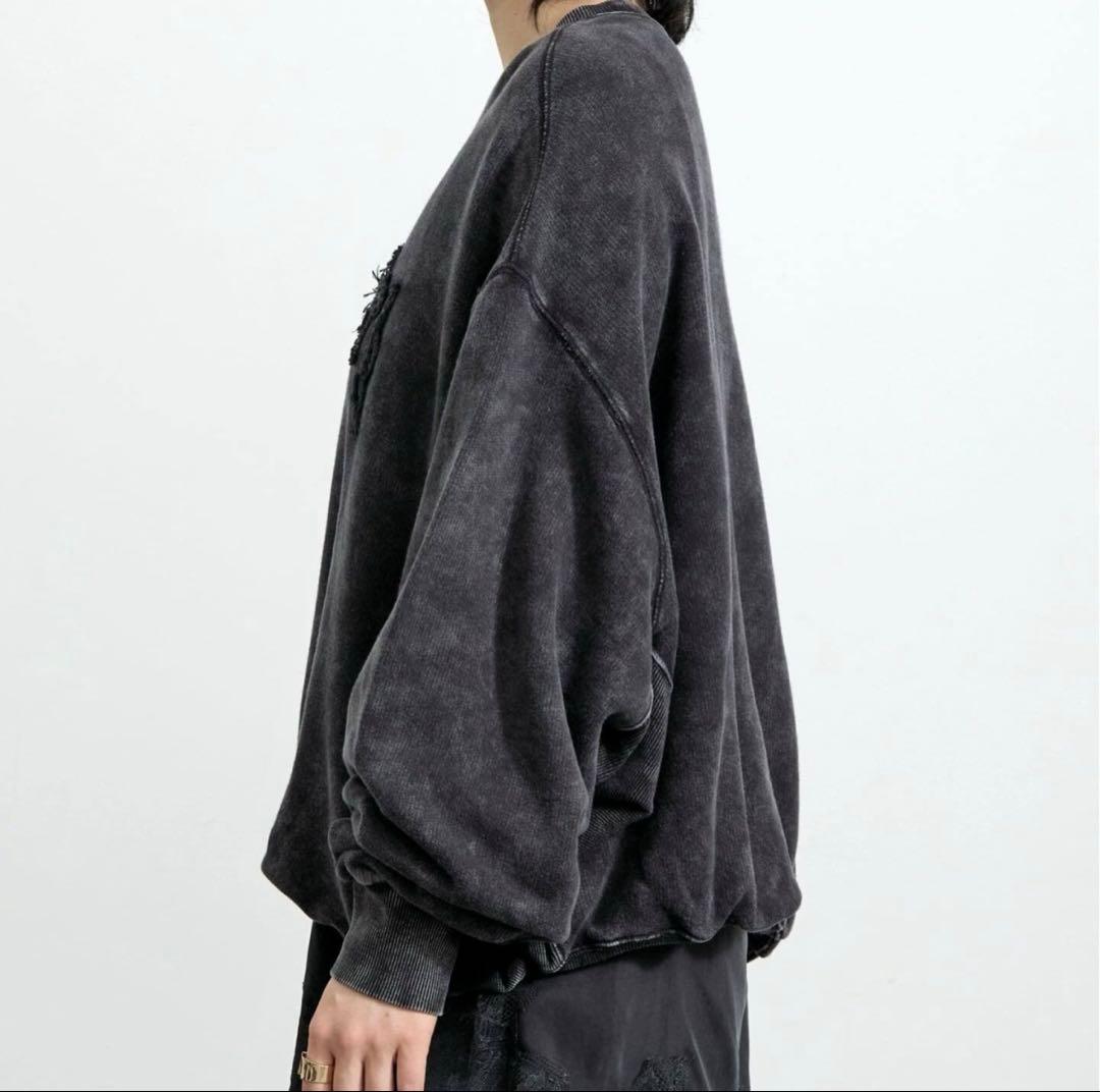 R13ユーズド加工スウェットNew Yorkバルーンクルーネック黒系M