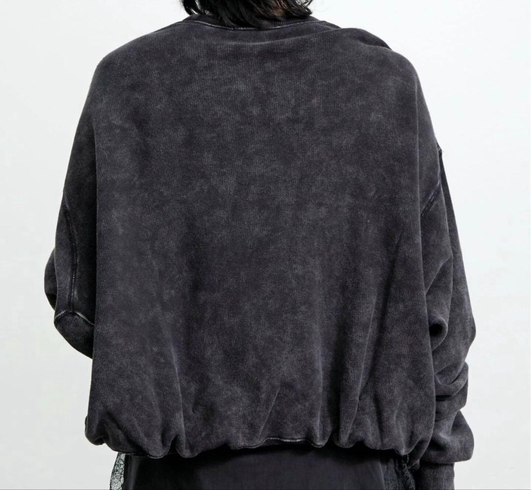 R13ユーズド加工スウェットNew Yorkバルーンクルーネック黒系M