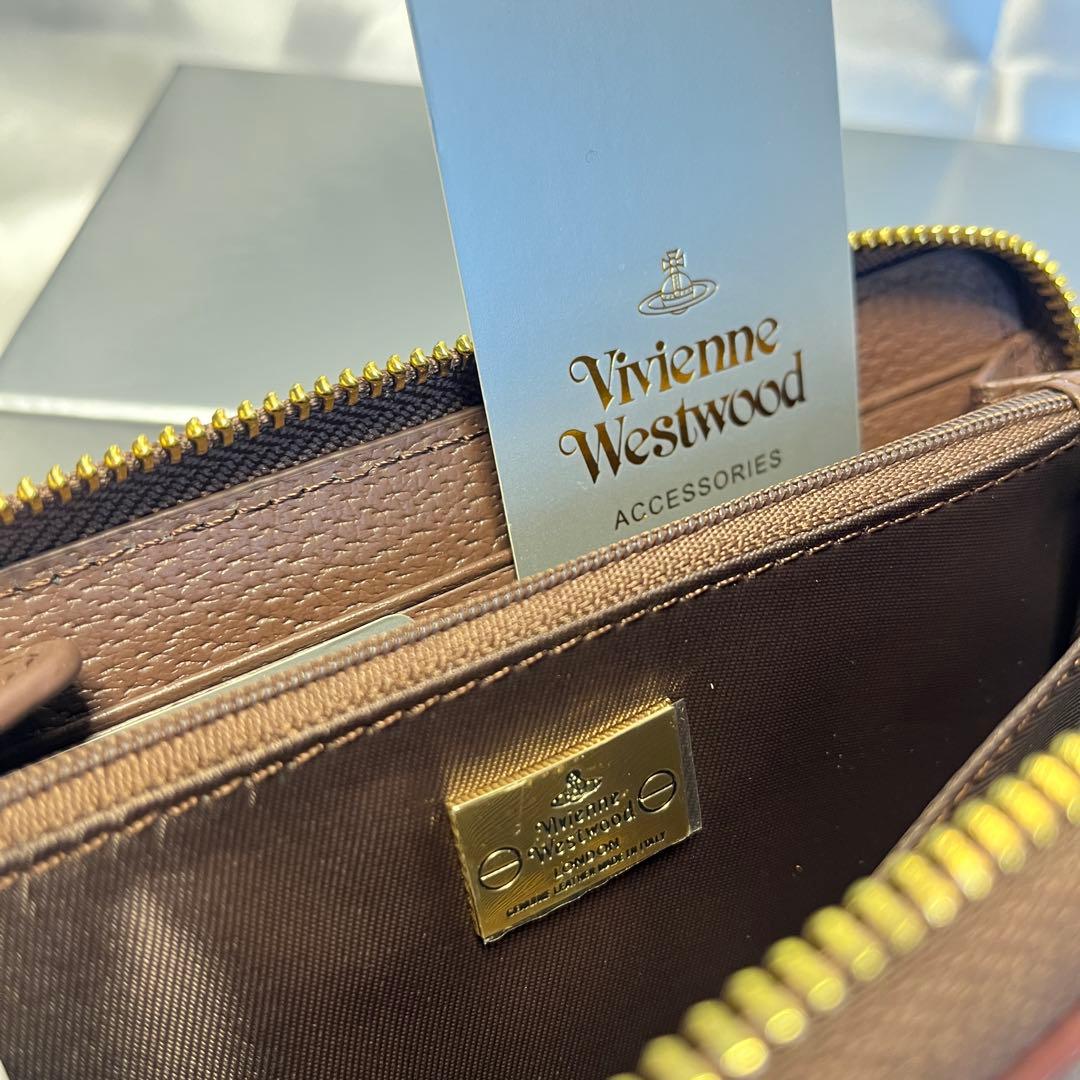 新品 Vivienne Westwood コーヒー ゴールドロゴ 長財布
