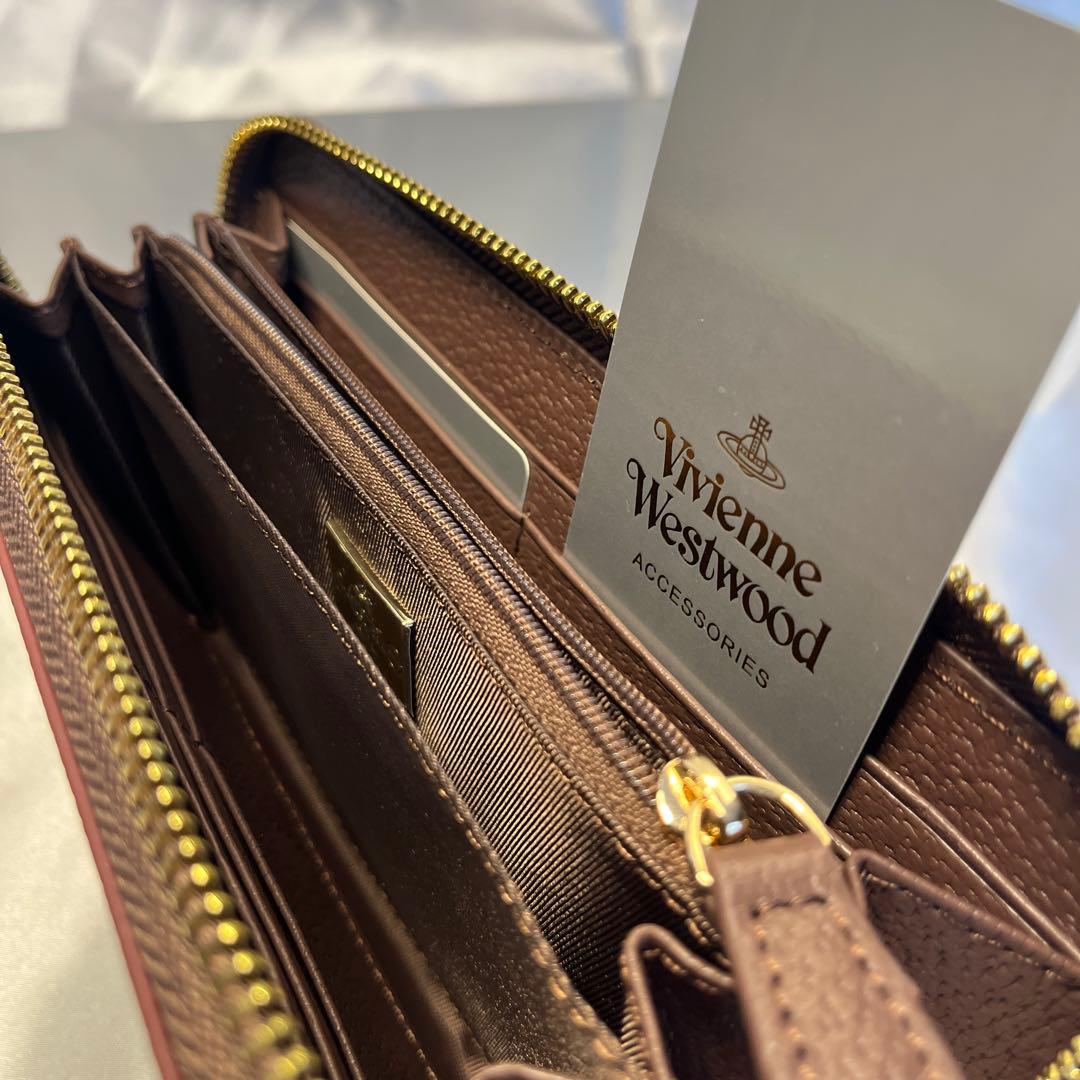 新品 Vivienne Westwood コーヒー ゴールドロゴ 長財布