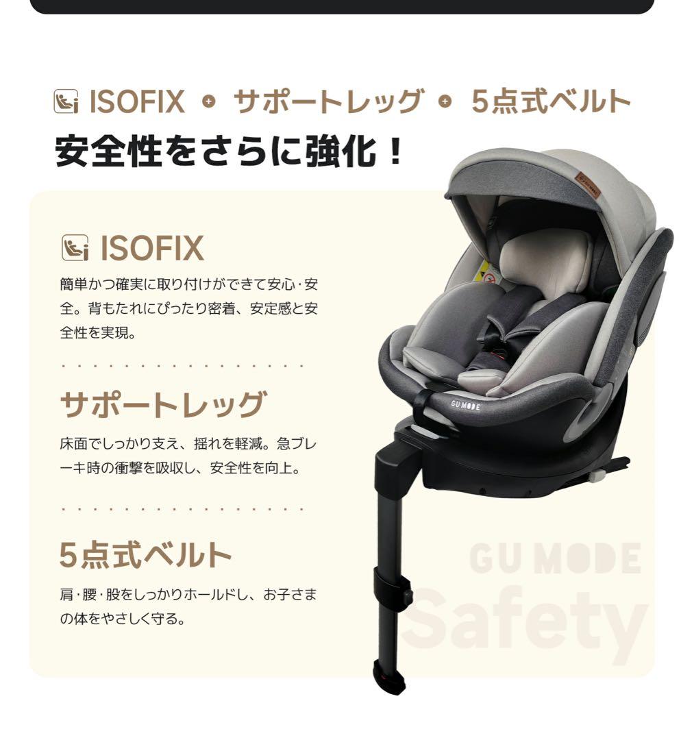 【新品】GU MODE 車用チャイルドシート 360度回転　ブルー