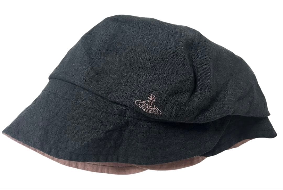 【新品未使用】タグ付き ヴィヴィアンウエストウッド 麻 キャスケット 帽子 黒