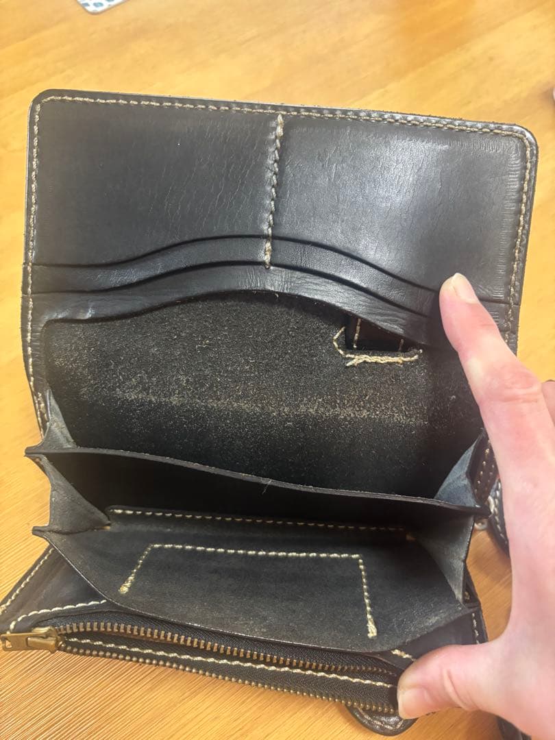 ブラックレザーウォレットチェーンアルバカーキシルバーコンチョ