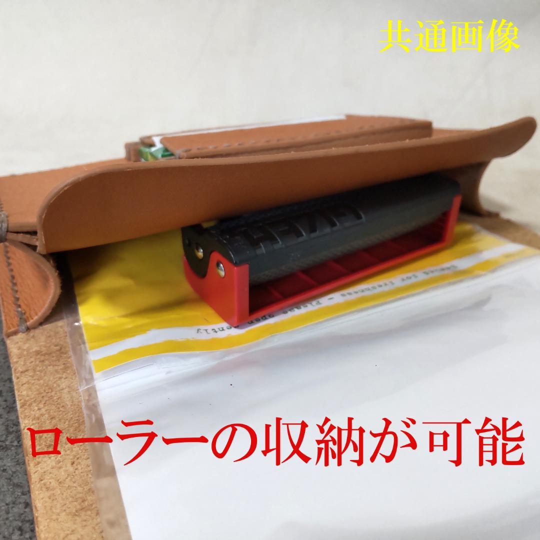 三つ折りシャグポーチ牛革（ペールオレンジ） コンチョ紐止め【T-04】