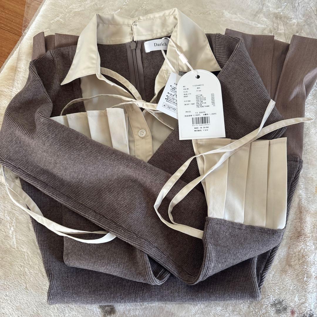 darich シャツドッキングプリーツミニワンピース