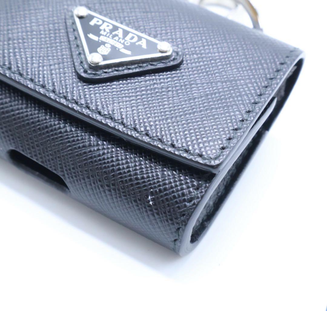 PRADA プラダ サフィアーノレザー Air Podsケース キーリング　黒