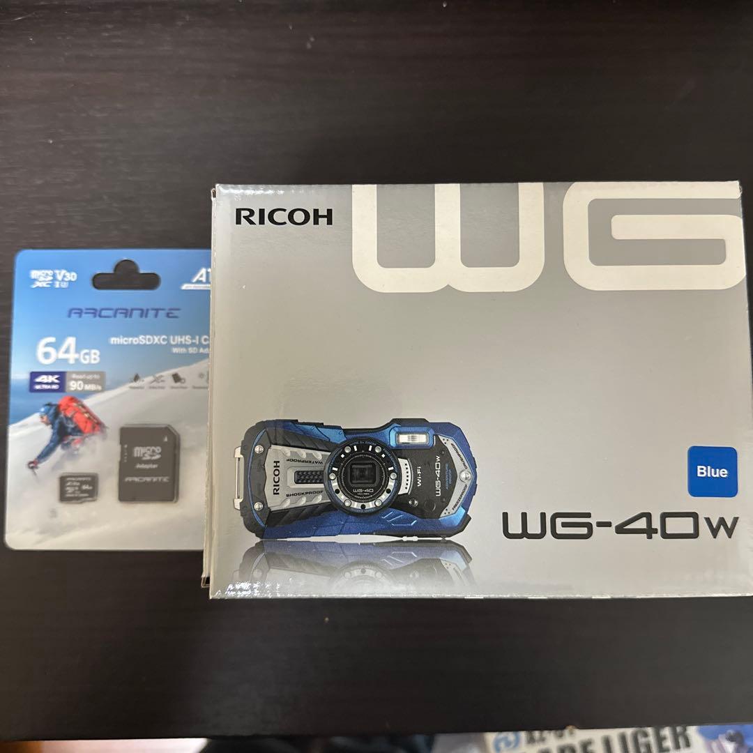 RICOH WG-40W 防水・耐衝撃デジタルカメラ SDカード64GB付き