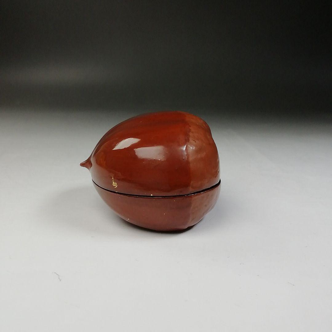 Ｔ７４８　香合　『乾漆　栗香合』『粒俵 作』　共箱　茶道具