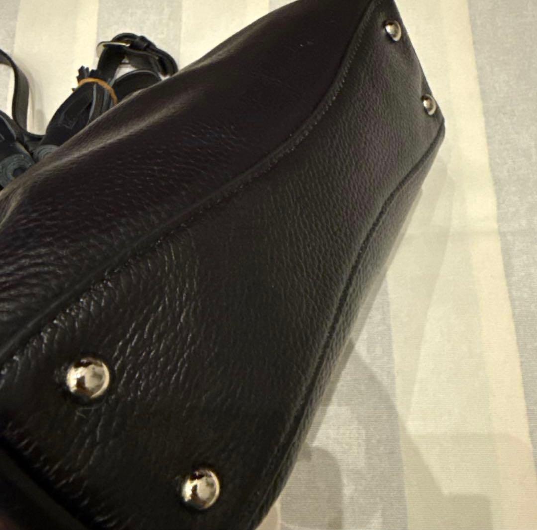 ear PAPILLONNERビッグタッセルボスト ン2wayバッグ ネイビー