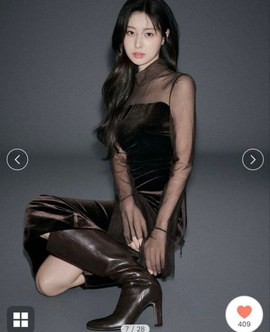 【新品未使用】SNIDEL♡シアードッキングベロアドレス ブラウン 0サイズ