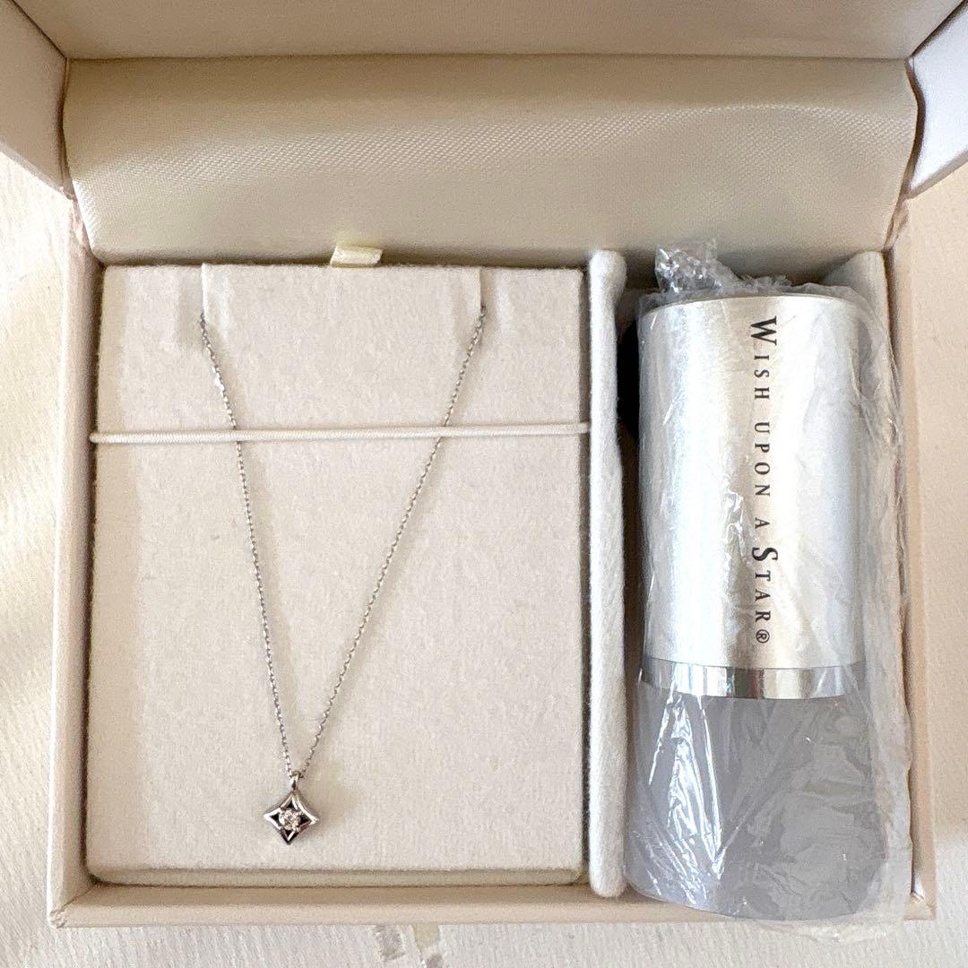 K10WG ダイヤモンド ネックレス Wish upon a star