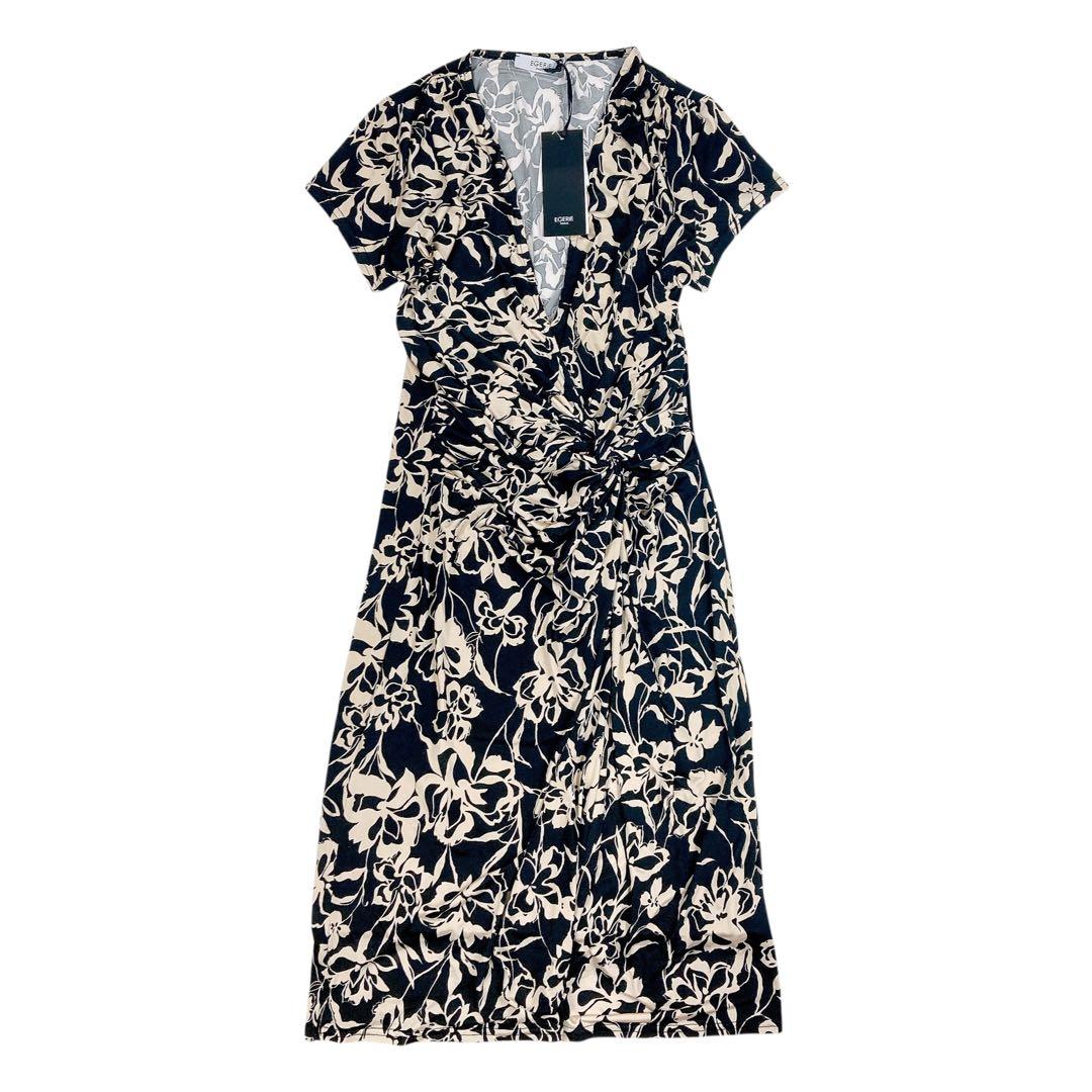 03T582☆ EGERIE 新品未使用 総柄 ストレッチ◎ ワンピース 春夏