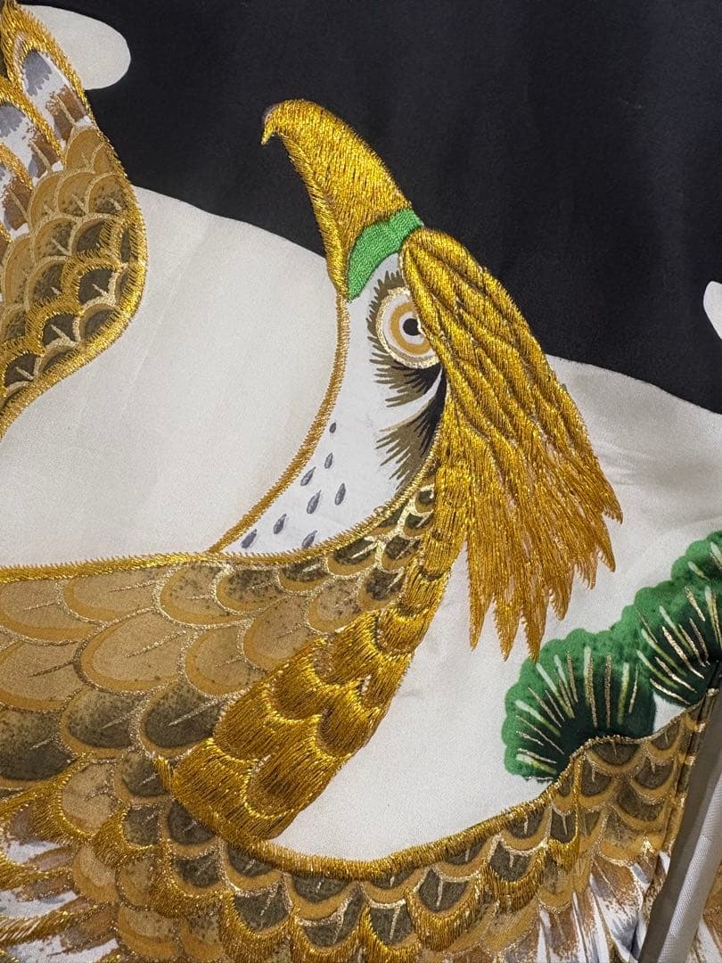 【美品 未使用】お宮参り 着物 男の子 鷹 金刺繍 初着 産着 祝い着 七五三
