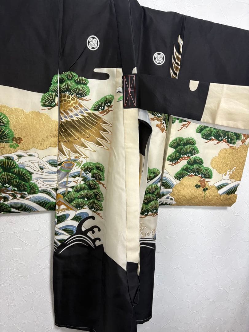 【美品 未使用】お宮参り 着物 男の子 鷹 金刺繍 初着 産着 祝い着 七五三