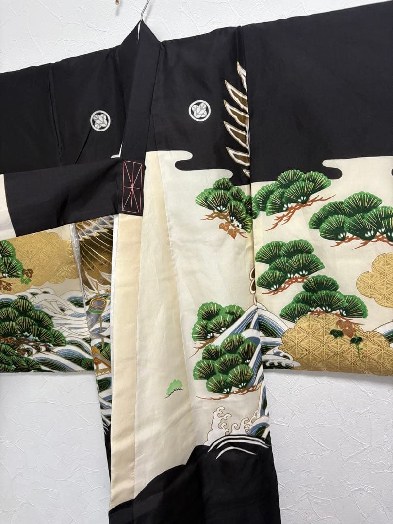 【美品 未使用】お宮参り 着物 男の子 鷹 金刺繍 初着 産着 祝い着 七五三