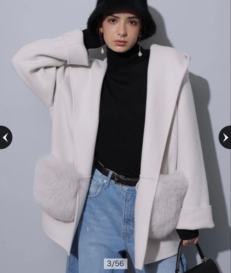 Arpege story アルページュストーリー ファー付きフードリバーコート