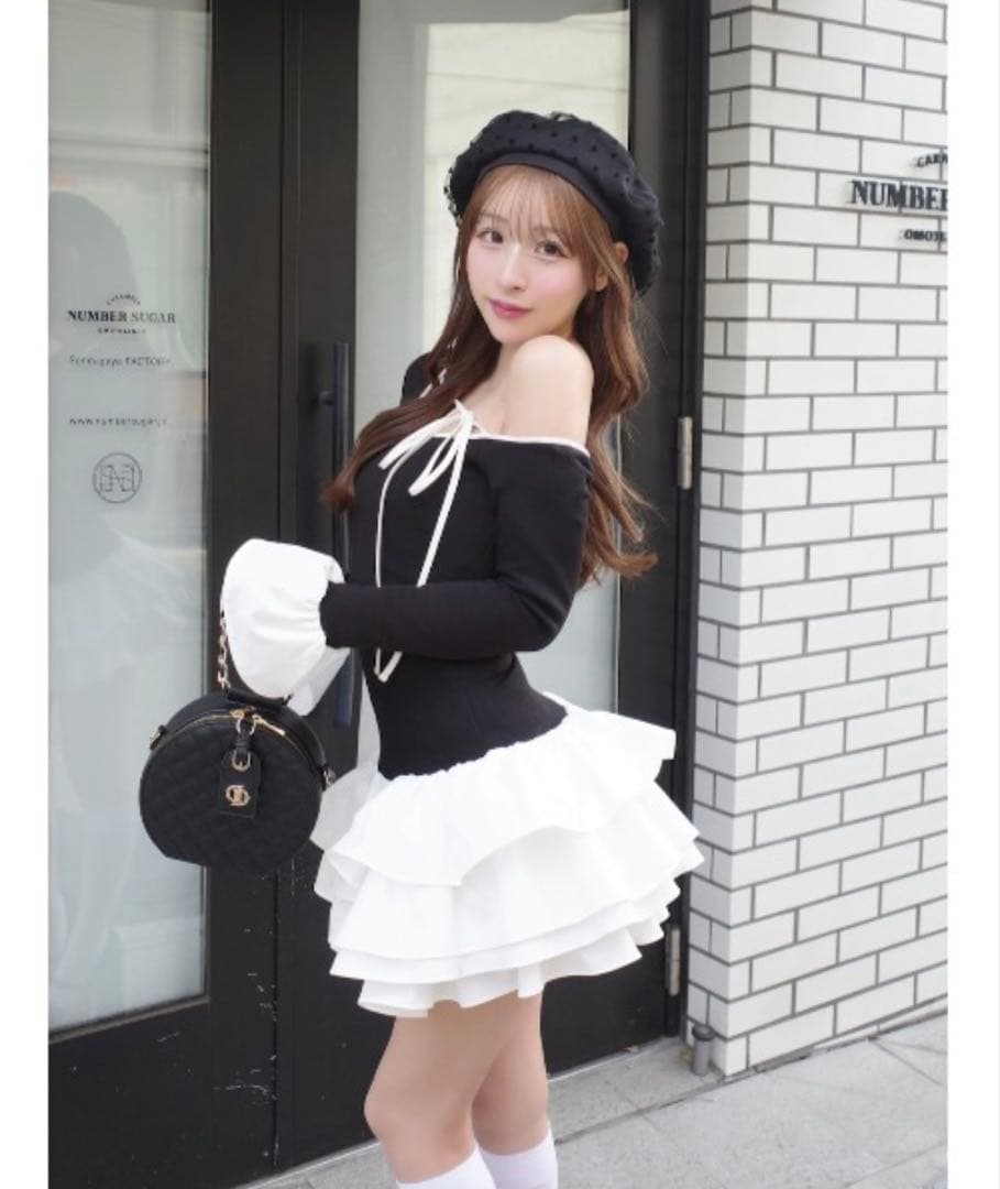 darich デザインネックリボンミニワンピース FREE