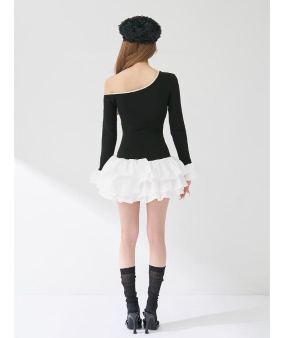 darich デザインネックリボンミニワンピース FREE