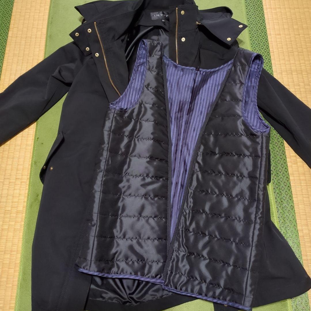INDIVI インディヴィ ライナー付コート 撥水加工 黒 ブラック 05 XS