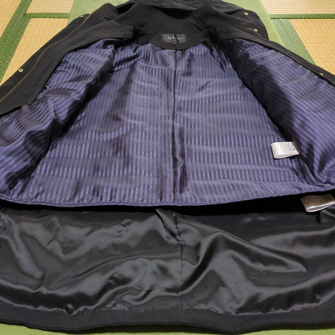 INDIVI インディヴィ ライナー付コート 撥水加工 黒 ブラック 05 XS