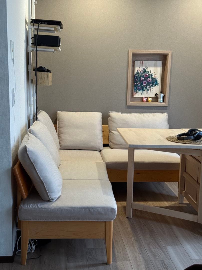 Tac-INTERIOR ヒノキ製 コーナーソファ3点セット(収納付き)