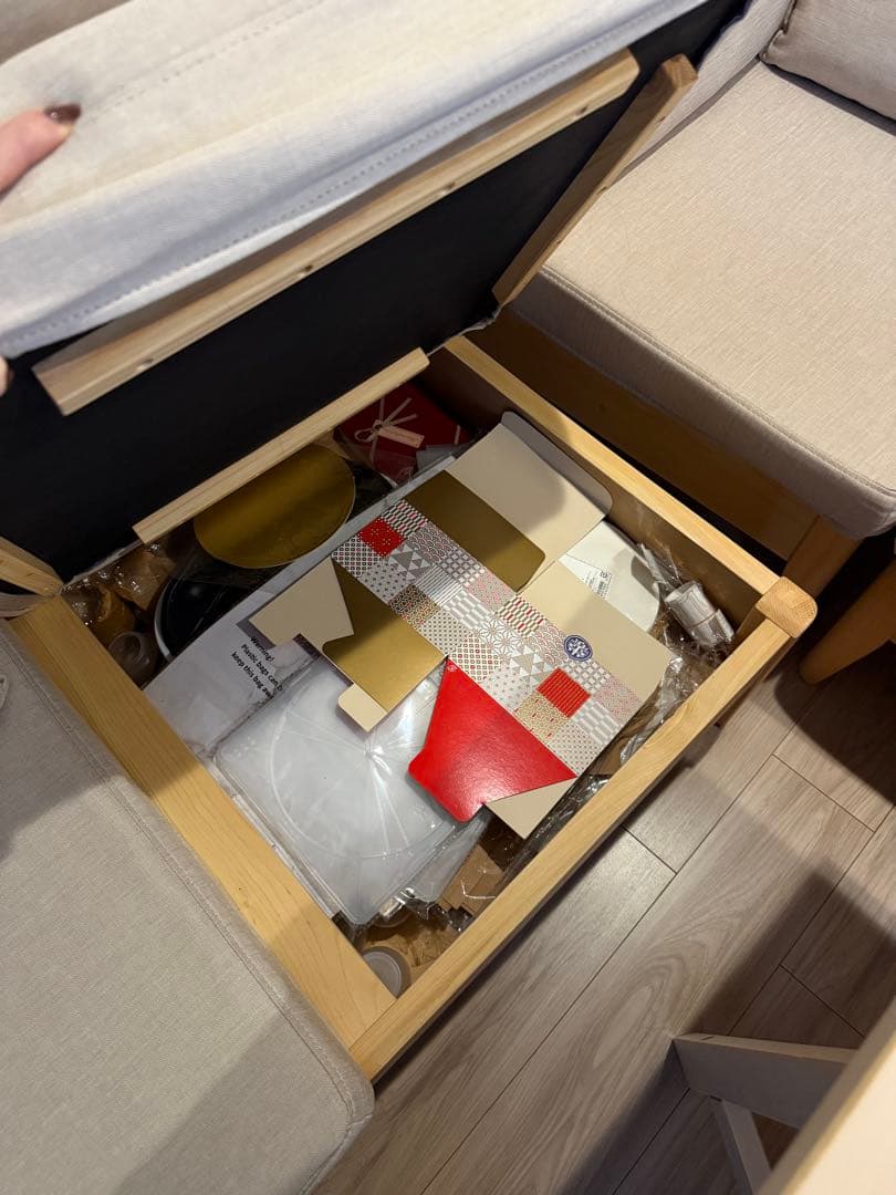 Tac-INTERIOR ヒノキ製 コーナーソファ3点セット(収納付き)