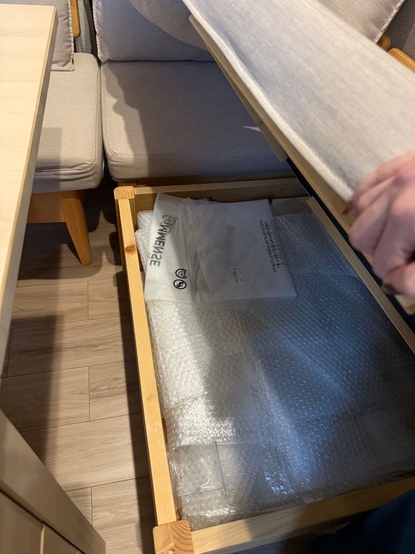 Tac-INTERIOR ヒノキ製 コーナーソファ3点セット(収納付き)