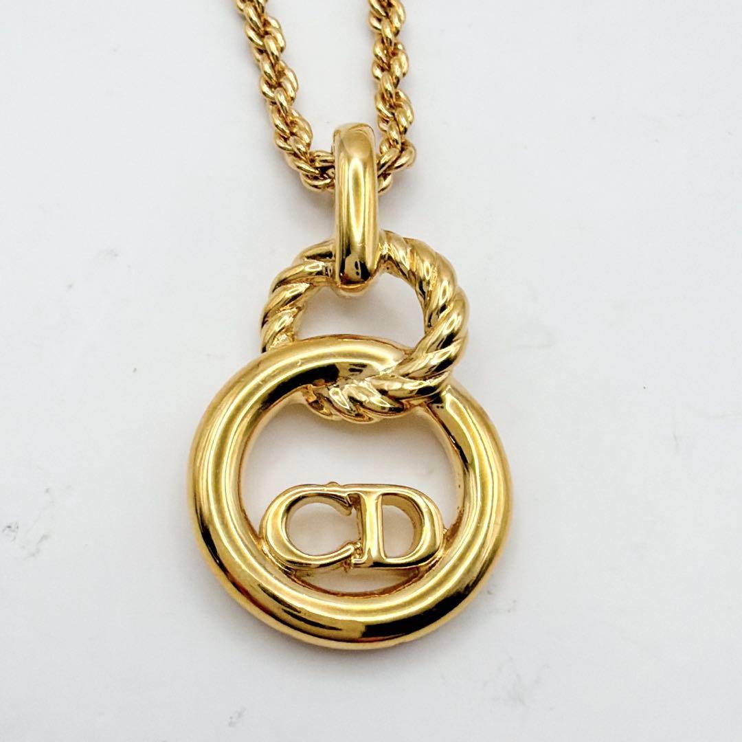 Dior ダブルリング CDロゴ ネックレス ヴィンテージ ゴールド