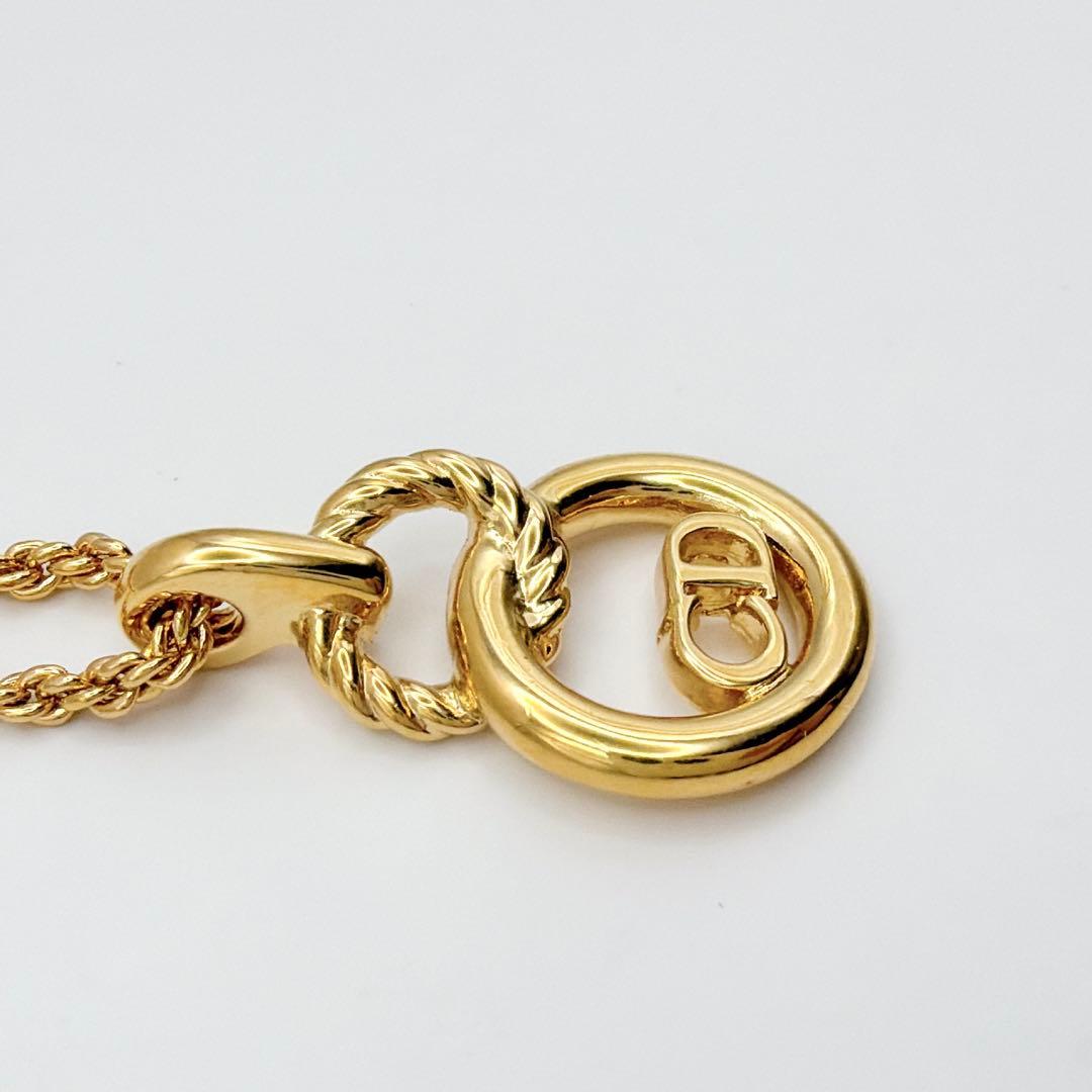 Dior ダブルリング CDロゴ ネックレス ヴィンテージ ゴールド