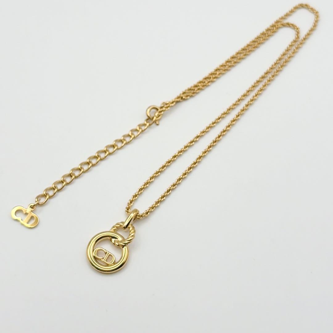 Dior ダブルリング CDロゴ ネックレス ヴィンテージ ゴールド