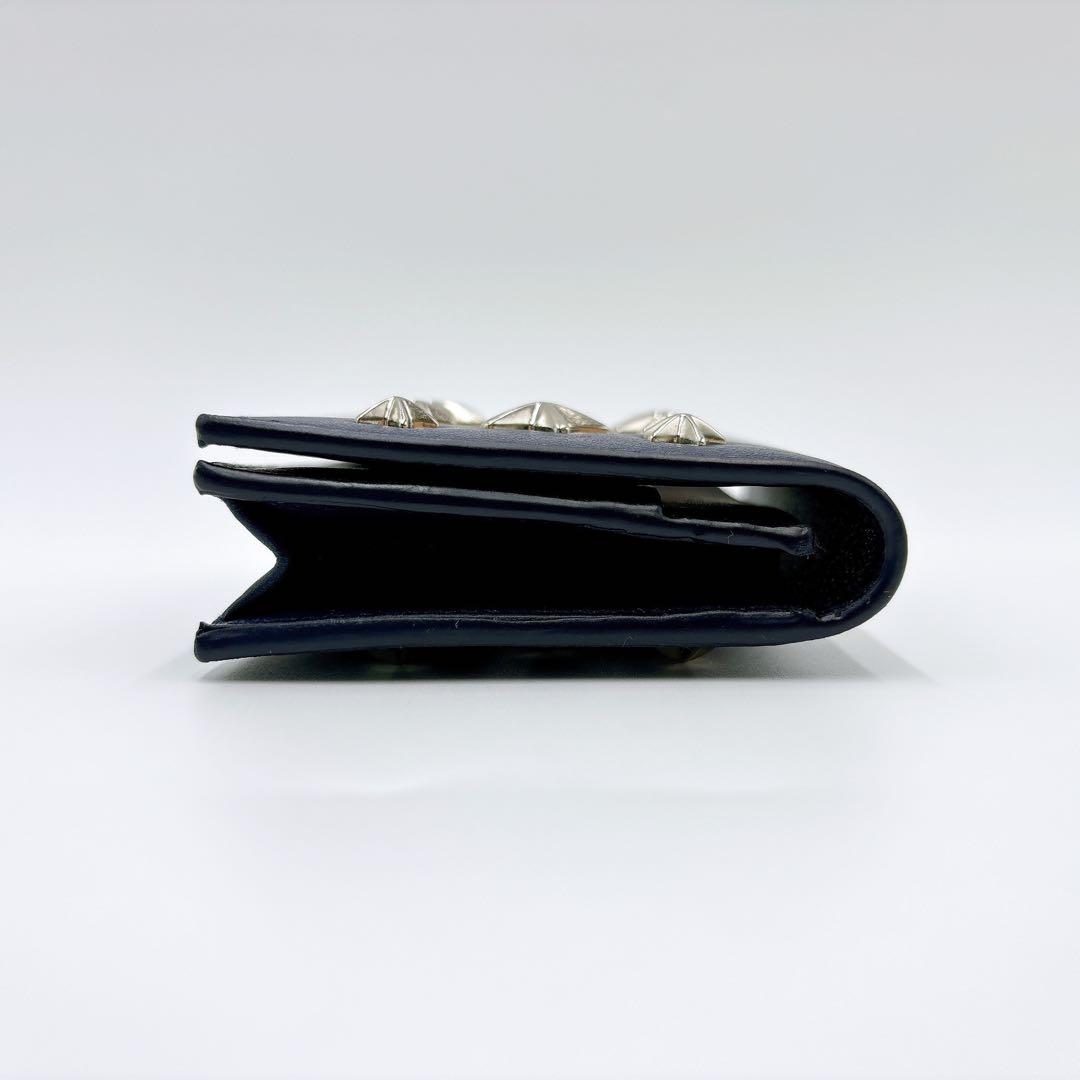 極美品 ＊ ジミーチュウ AYDEN スタースタッズ 名刺入れ ネイビー系