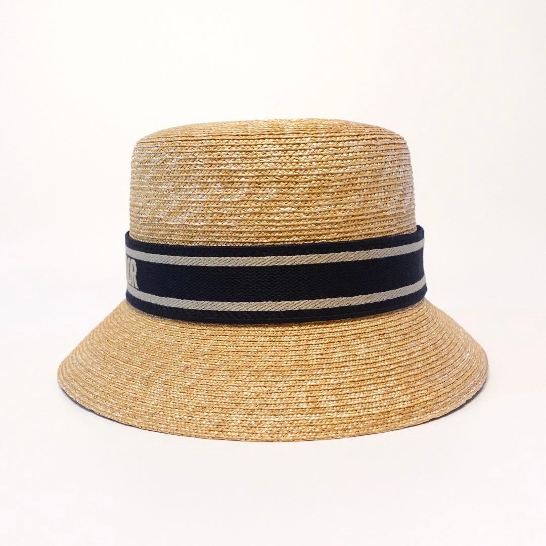 クリスチャンディオール　ストローハット　麦わら帽子　56