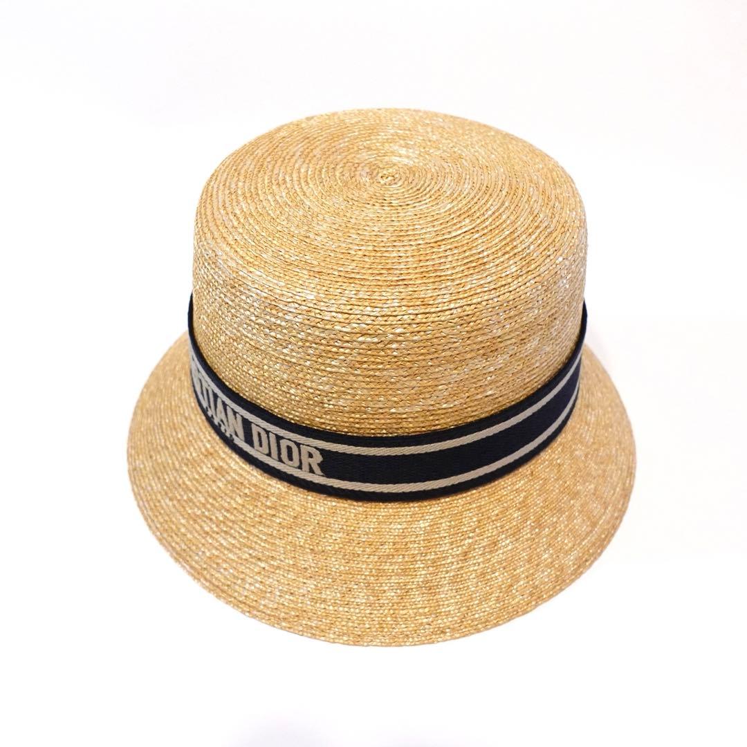 クリスチャンディオール　ストローハット　麦わら帽子　56