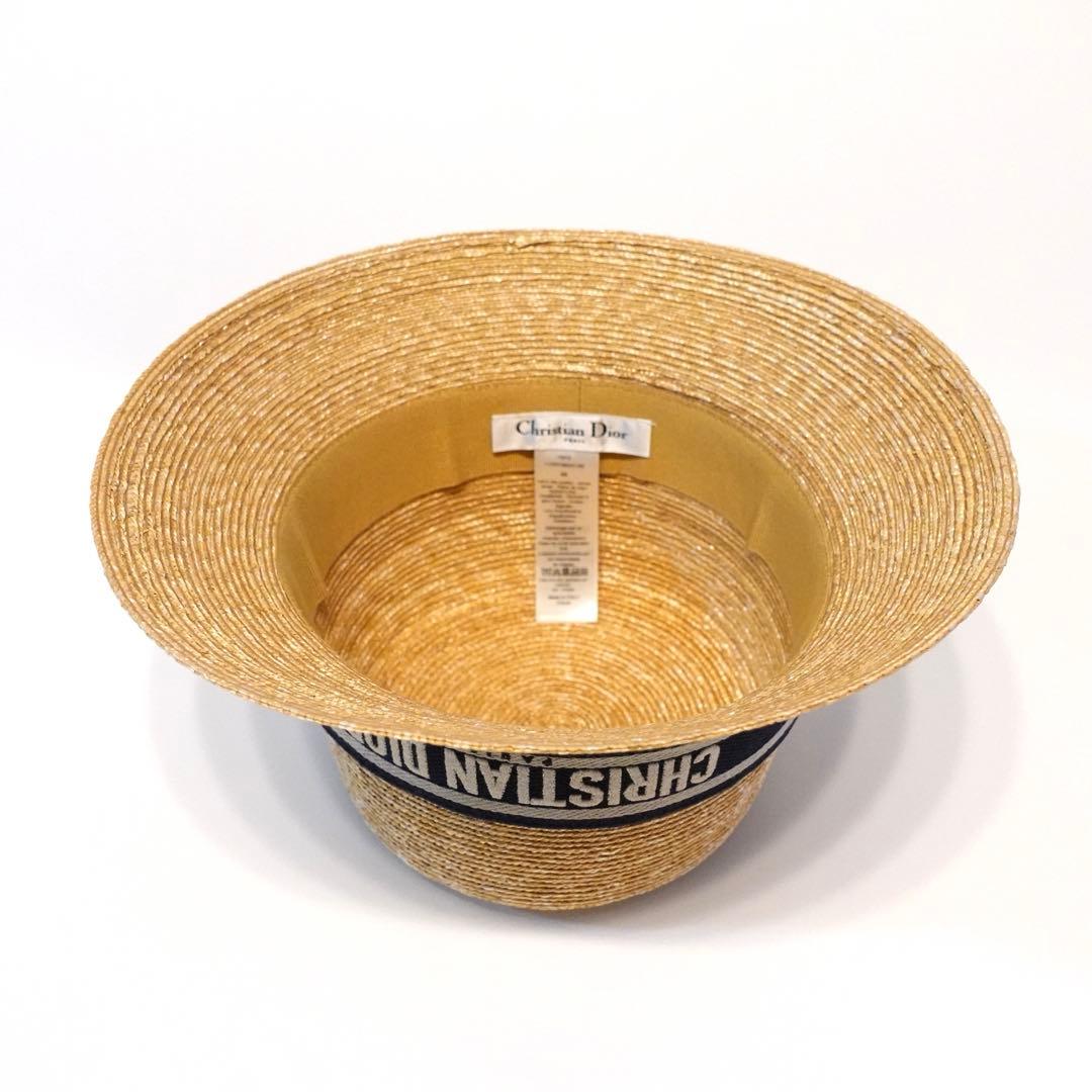 クリスチャンディオール　ストローハット　麦わら帽子　56