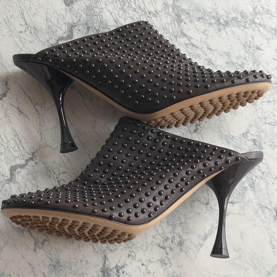 未使用級　ボッテガヴェネタ　ビュレット ドット ソックスミュール　茶色　37