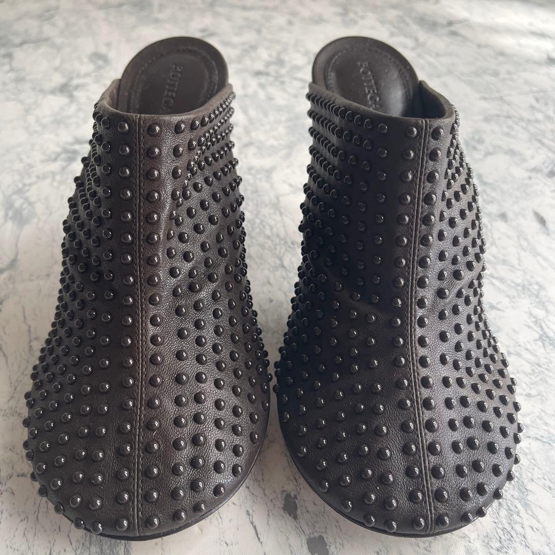 未使用級　ボッテガヴェネタ　ビュレット ドット ソックスミュール　茶色　37