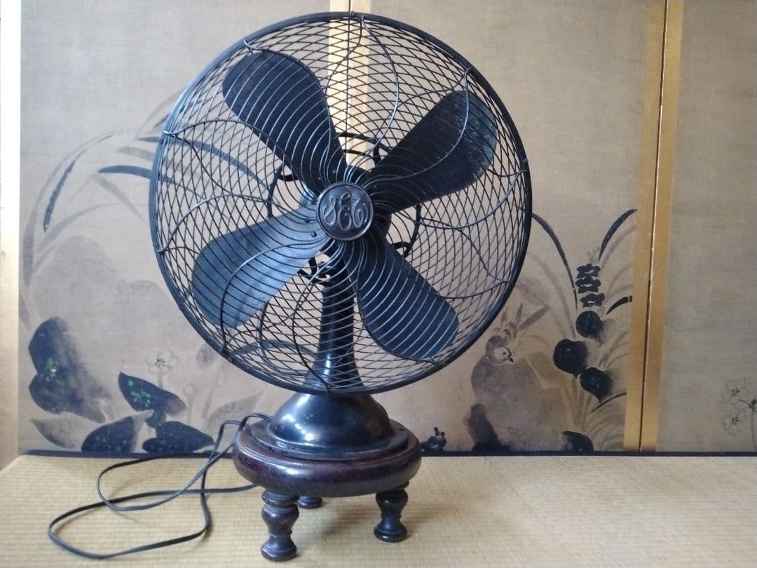 7月迄！極美品　安全安心なオーバーホール済み　別誂え台付アンティーク扇風機　骨董
