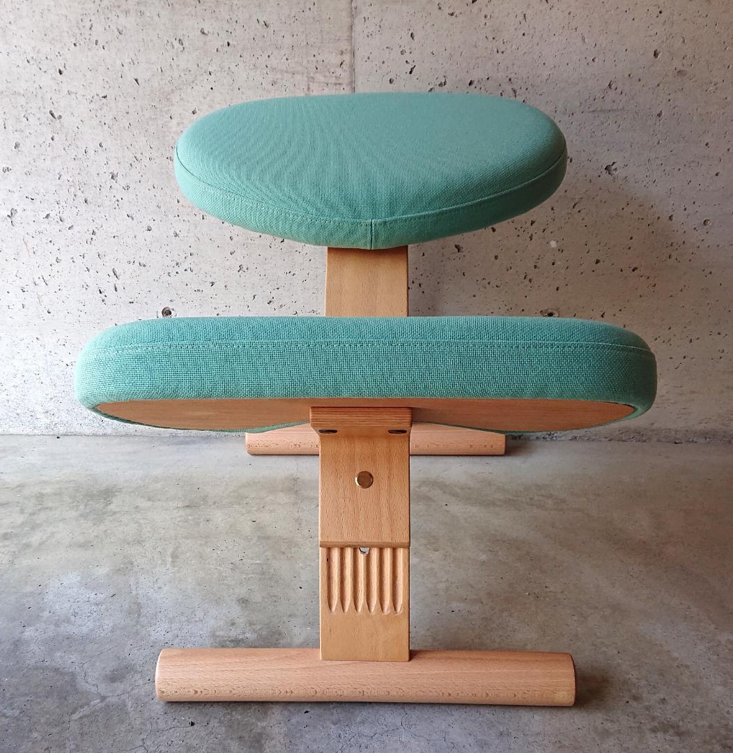 【美品】サカモトハウス バランスチェアイージー　ライトグリーン　カバー付き