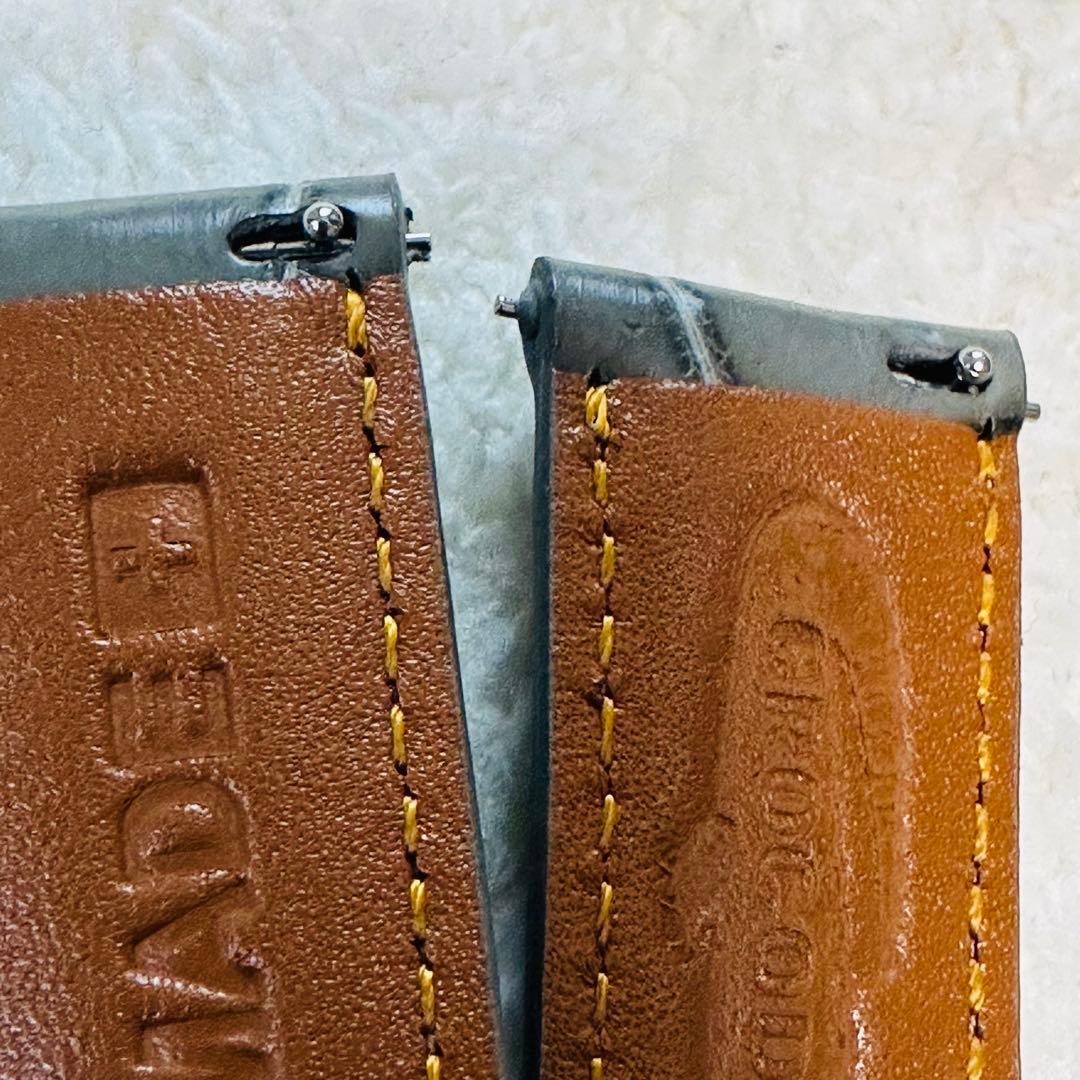 3021#20mm-18mmダークアッシュ★本物クロコダイルベルト★スイス製