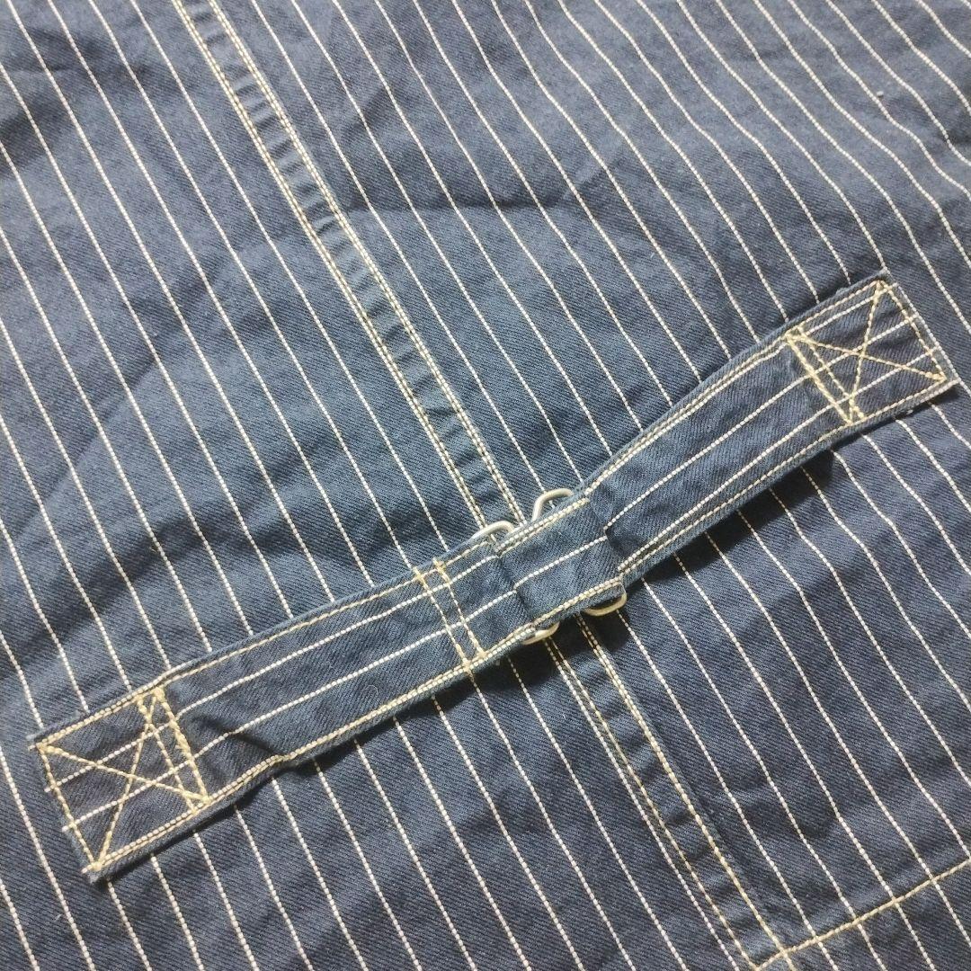 希少☆美品☆Schott　デニムベスト　ヒッコリー　ストライプ　XL　青　ブルー