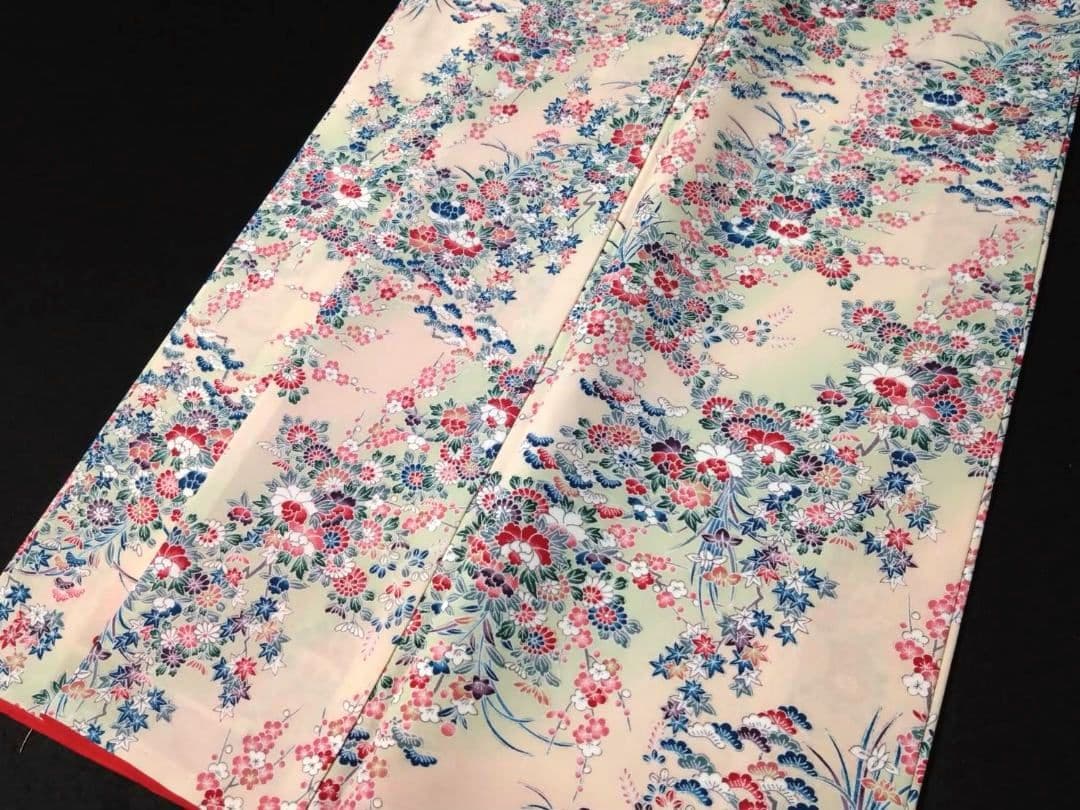 B193★美品!!高級ポリエステル!!綺麗色素敵な花柄洗える着物5枚★着用/観光