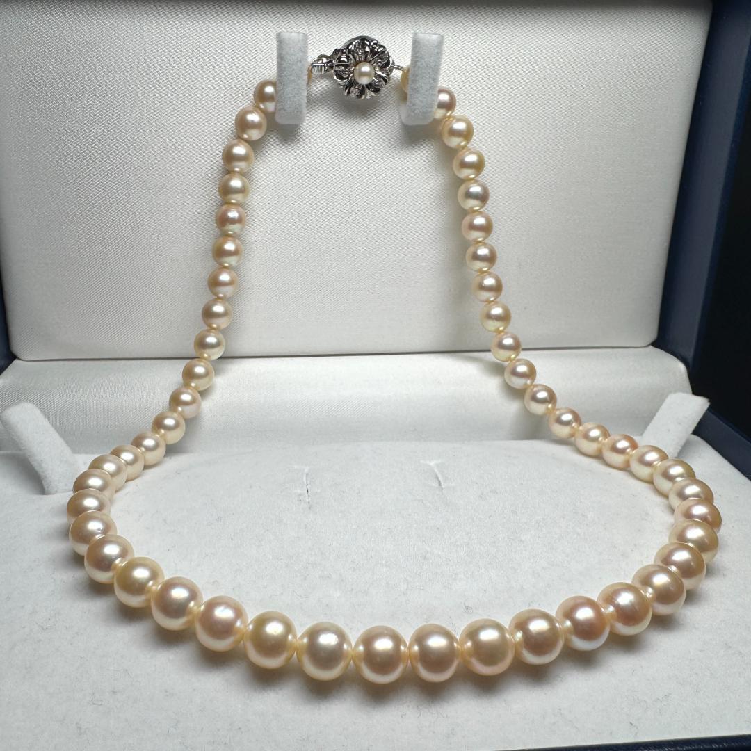 鑑別書付き テリ強✨ あこや真珠 パール ネックレス 約7.5-8.0mm SV