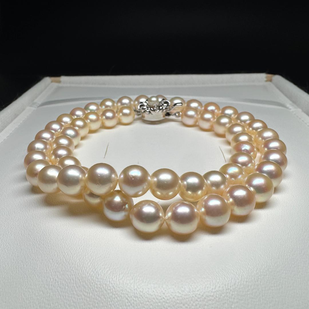 鑑別書付き テリ強✨ あこや真珠 パール ネックレス 約7.5-8.0mm SV