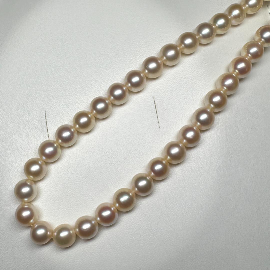 鑑別書付き テリ強✨ あこや真珠 パール ネックレス 約7.5-8.0mm SV