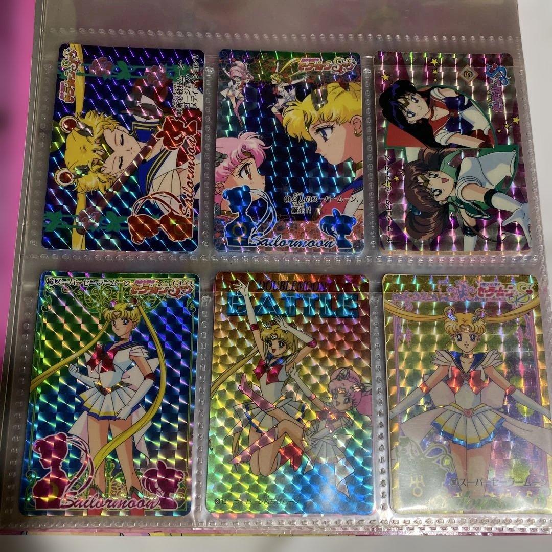 当時物、セーラームーン、カードダスステーションシステムファイルとカード28枚￼