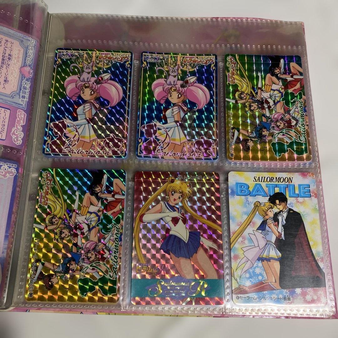 当時物、セーラームーン、カードダスステーションシステムファイルとカード28枚￼