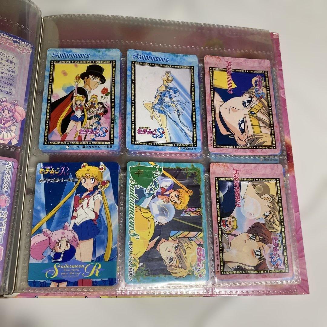 当時物、セーラームーン、カードダスステーションシステムファイルとカード28枚￼