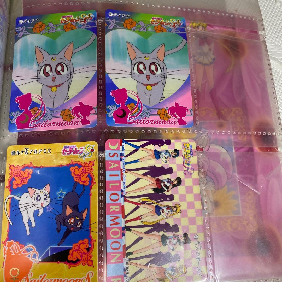 当時物、セーラームーン、カードダスステーションシステムファイルとカード28枚￼